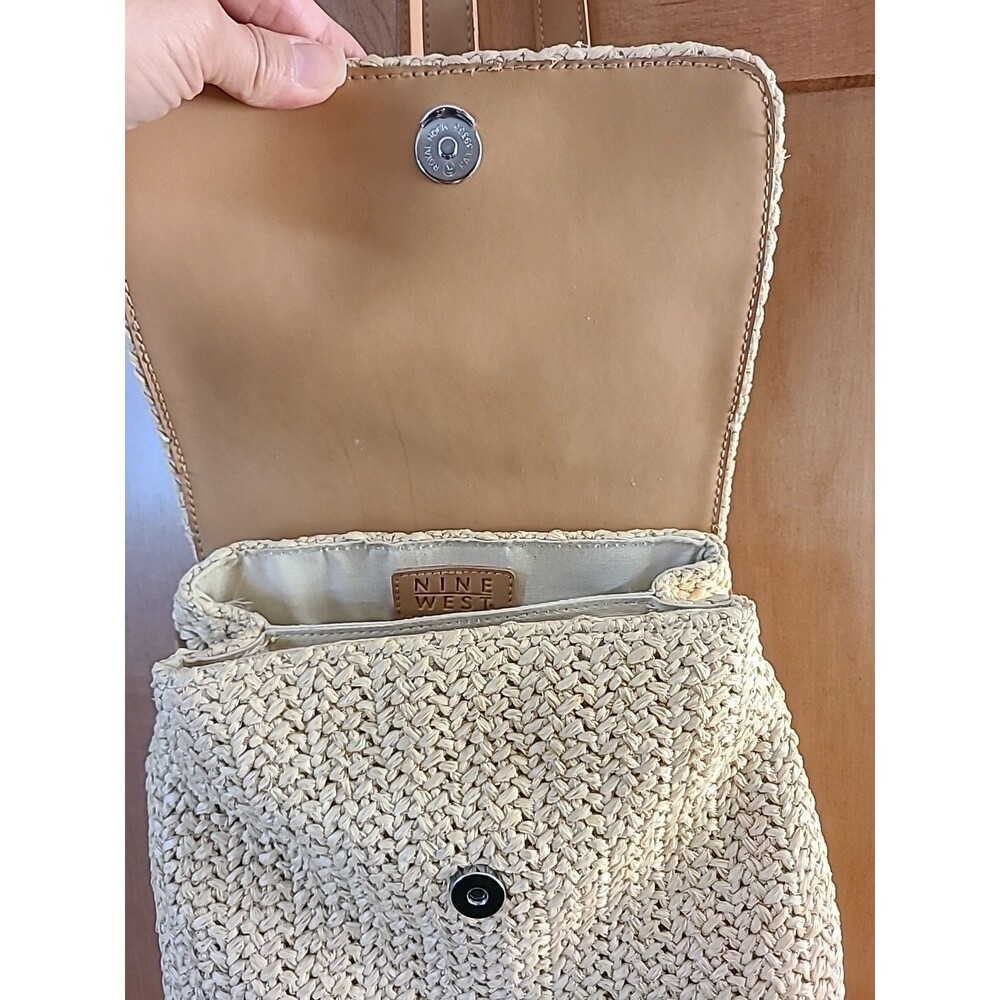 NINE WEST*Vegan* Straw Woven * 2 Tone Natural Colors*Nautical boho - Picture 3 of 13